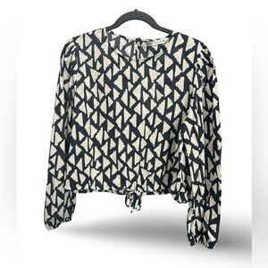 Zara Black and White Geometric Blouse